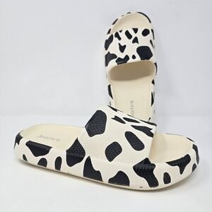 Joomra Cow Print Slides Womens US Size 8.5-9 Platform Cloud Sandals Black White